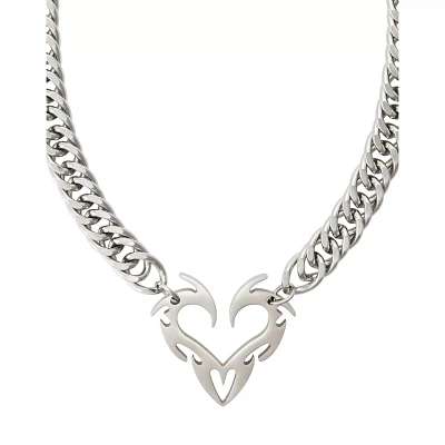 Silverplated Heart Chain Necklace