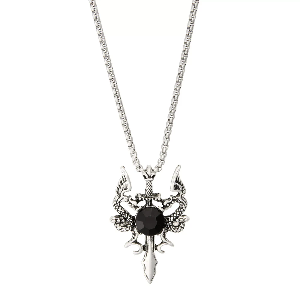 Silverplated Dragon Dagger Necklace