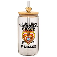 Personal Space Glass Cup with Straw - 16 oz.