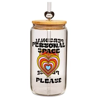 Personal Space Glass Cup with Straw - 16 oz.