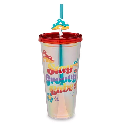 Stay Groovy Babe Mushroom Cup with Straw and Topper - 22 oz.