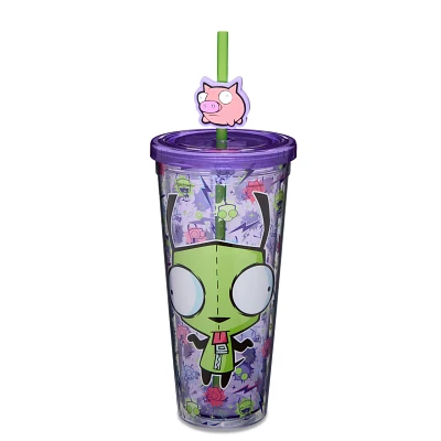 Gir Pig Cup with Straw 24 oz. - Invader Zim