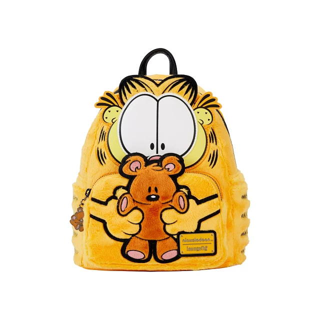 garfield mini backpack INTIMO Nickelodeon Classic Comic Character Face Zippered Bag 10" stitched patch features Garfield Spencer's Loungefly Garfield and Pooky