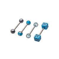 Multi-Pack Blue Dice Barbells 4 Pack - 14 Gauge