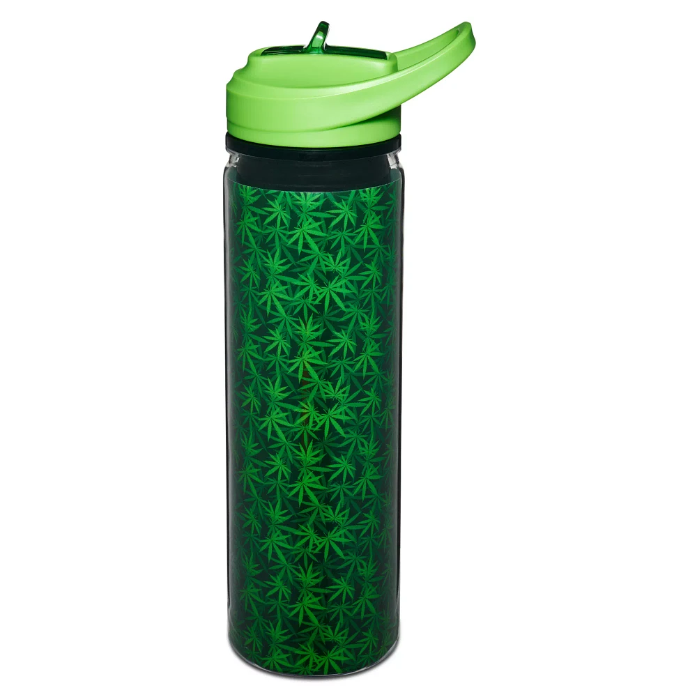 Weed Leaf Pattern Water Bottle - 18 oz.