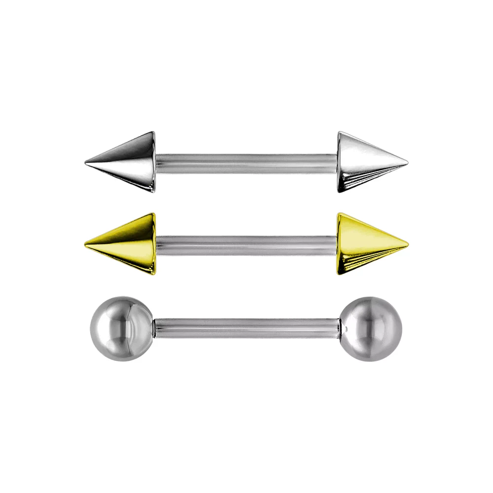 Multi-Pack Titanium Spiked Nose Bridge Barbells 3 Pack - 14 Gauge