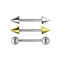 Multi-Pack Titanium Spiked Nose Bridge Barbells 3 Pack - 14 Gauge