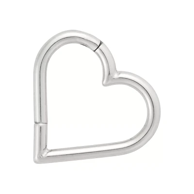 Heart Cutout Hinged Hoop Ring - 16 Gauge