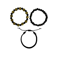 Multi-Pack and Black Beaded Leather Bracelets