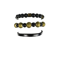 Multi-Pack and Black Beaded Leather Bracelets