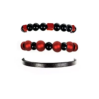 Multi-Pack Red and Black Beaded Bracelets - 3 Pack