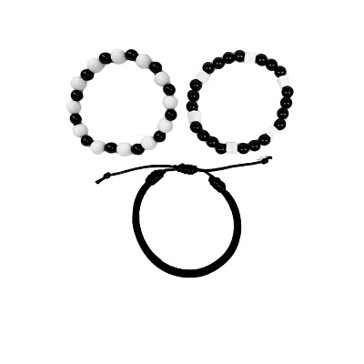 Multi-Pack Black and White Beaded Bracelets