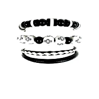 Multi-Pack Black and White Cross Bracelets - 3 Pack