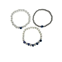 Multi-Pack Faux Pearl and Evil Eye Bracelets - 3 Pack