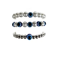 Multi-Pack Faux Pearl and Evil Eye Bracelets - 3 Pack