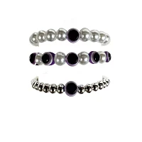 Multi-Pack White and Purple Beaded Evil Eye Bracelets - 3 Pack