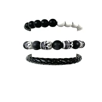 Multi-Pack Black and White Skull Bracelets - 3 Pack
