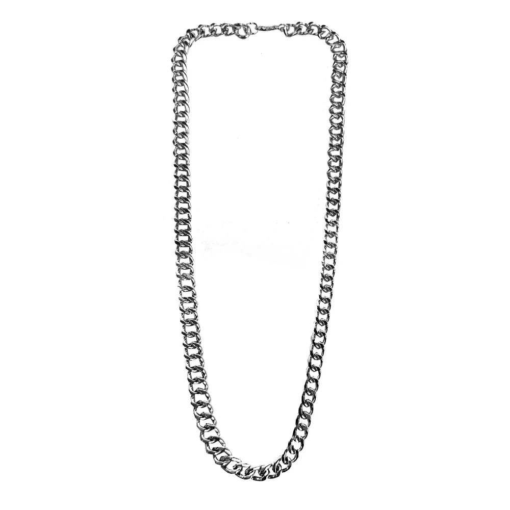 Silvertone Cut Curb Chain Necklace