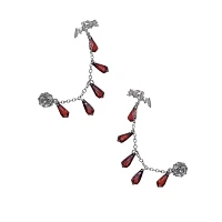 CZ Red and Black Bat Dangle Ear Cuffs