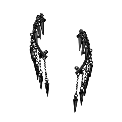 Black Spike Dangle Ear Cuffs