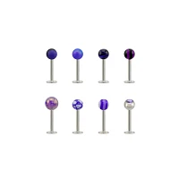Multi-Pack CZ Silvertone Labret Lip Rings Pack