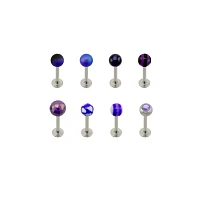 Multi-Pack CZ Silvertone Labret Lip Rings Pack