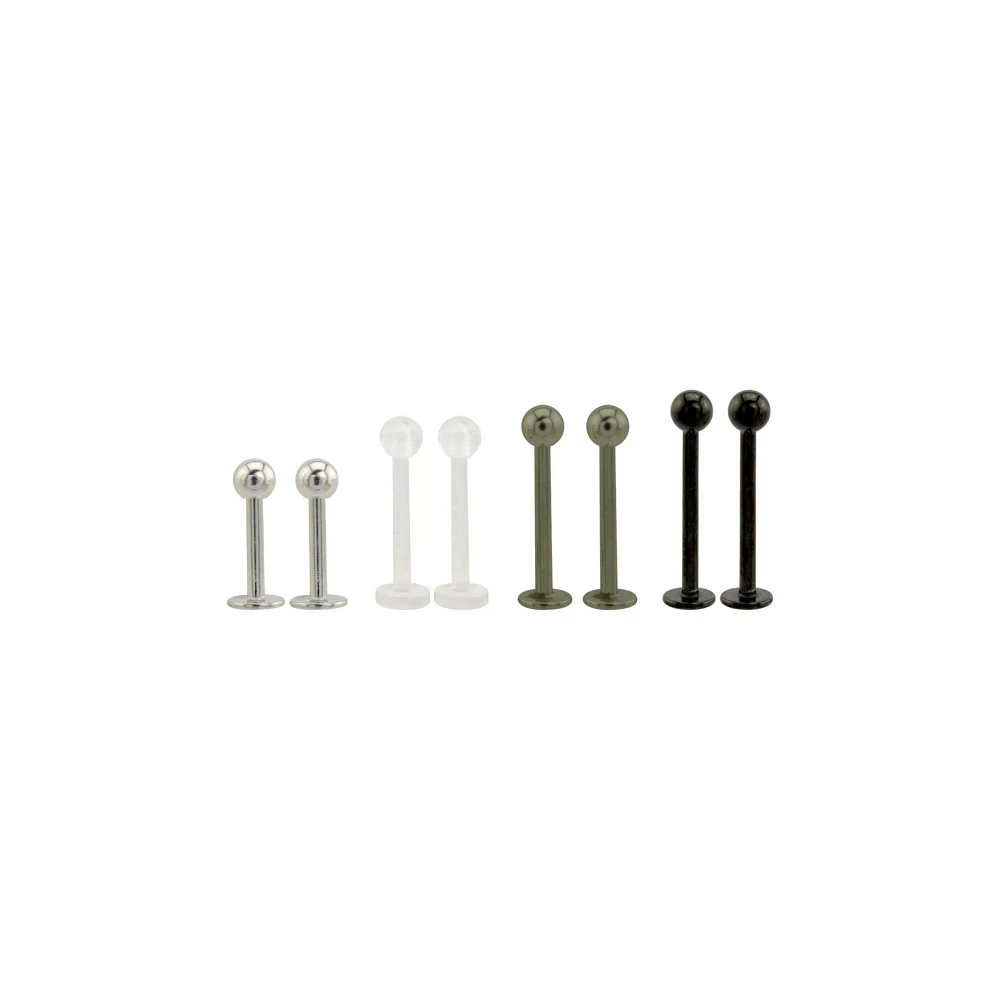 Multi-Pack G23 Titanium Silvertone and Black Labrets 8 Pack - 16 Gauge
