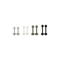 Multi-Pack G23 Titanium Silvertone and Black Labrets 8 Pack - 16 Gauge