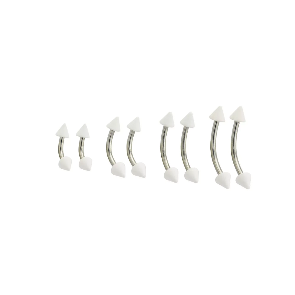 Multi-Pack Acrylic White and Silver Curved Barbells 8 Pack - 16 Gauge