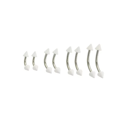 Multi-Pack Acrylic White and Silver Curved Barbells 8 Pack - 16 Gauge