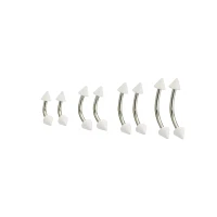 Multi-Pack Acrylic White and Silver Curved Barbells 8 Pack - 16 Gauge