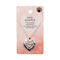 Rose Quartz Cage Heart Semi-Precious Stone Necklace