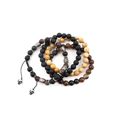 Multi-Pack Skull Beaded Bracelets - 4 Pack