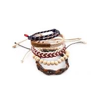 Multi-Pack Red White and Blue Rope Bracelets - 5 Pack