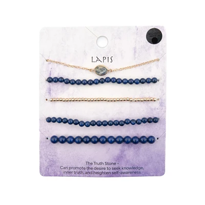 Multi-Pack Lapis Beaded Bracelets - 5 Pack