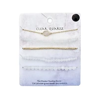 Multi-Pack Clear Quartz Beaded Bracelets - 5 Pack