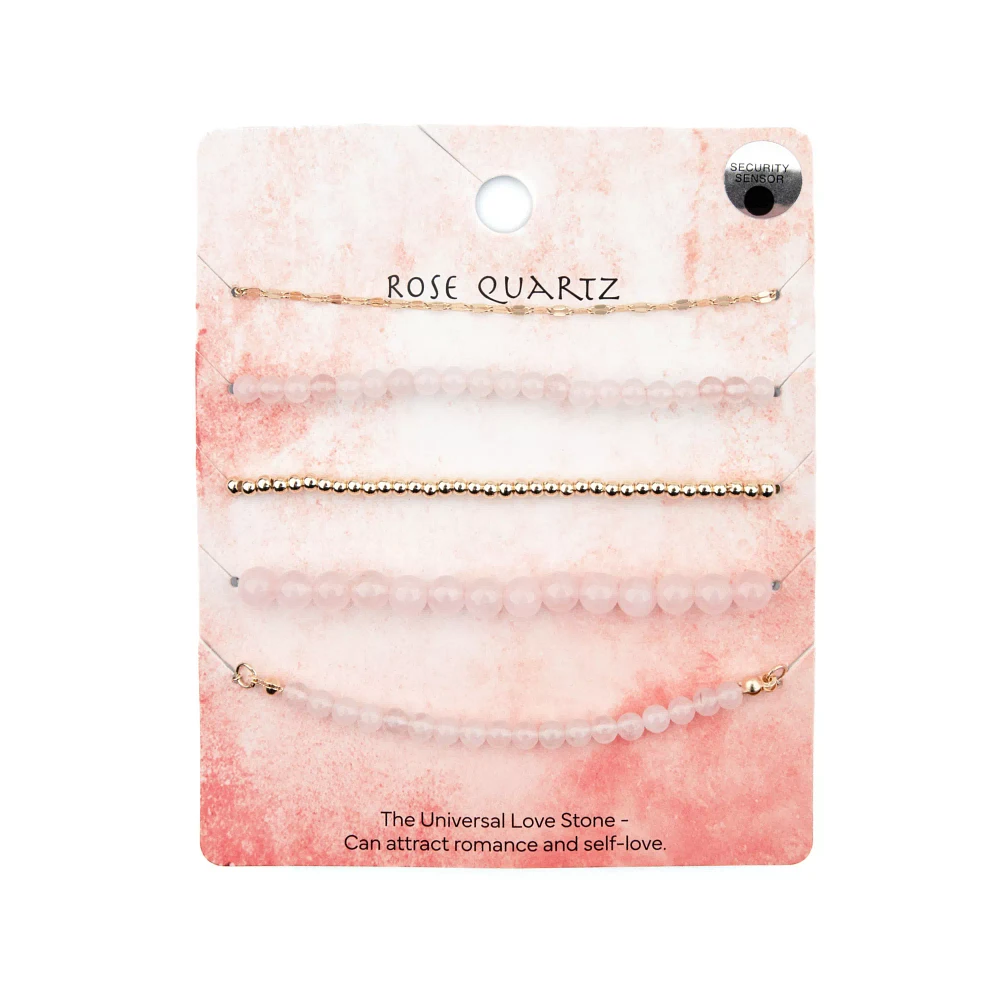 Multi-Pack Rose Quartz Beaded Bracelets - 5 Pack