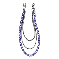 Purple and Silvertone Triple Row Wallet Chain