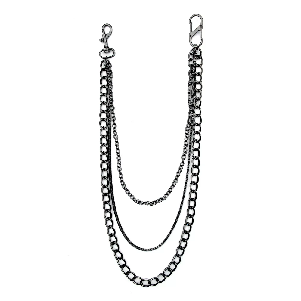 Black 3 Chain Layered Wallet Chain