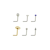 Multi-Pack Titanium Heart L-Bend Nose Pins 6 Pack - 22 Gauge
