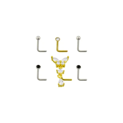 Multi-Pack Silvertone and Goldtone Butterfly Dangle L-Bend Pins 6 Pack - 20 Gauge