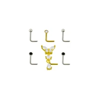 Multi-Pack Silvertone and Goldtone Butterfly Dangle L-Bend Pins 6 Pack - 20 Gauge