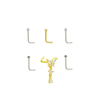 Multi-Pack Silvertone and Goldtone Butterfly Dangle L-Bend Pins 6 Pack - 20 Gauge
