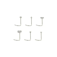 Multi-Pack Goldtone and Black Heart L-Bend Nose Rings 6 Pack - 20 Gauge