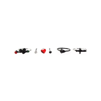 Multi-Pack CZ Snake Heart Bone Nose Rings and Hoop Nose Rings 6 Pack - 20 Gauge