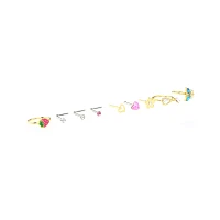Multi-Pack CZ Flower and Strawberry Mixed Nose Rings 9 Pack - 20 Gauge