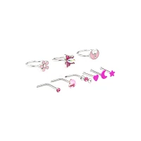 Multi-Pack Pink Spring Hoop Nose Rings L-Bend and Pin 9 Pack - 20 Gauge