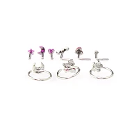 Multi-Pack Pink Spring Hoop Nose Rings L-Bend and Pin 9 Pack - 20 Gauge