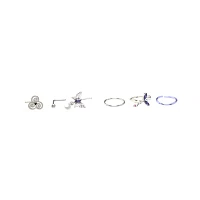 Multi-Pack CZ Butterfly Swirl Hoop Nose Rings and L-Bend 6 Pack - 20 Gauge