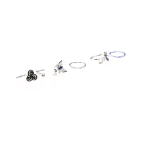 Multi-Pack CZ Butterfly Swirl Hoop Nose Rings and L-Bend 6 Pack - 20 Gauge